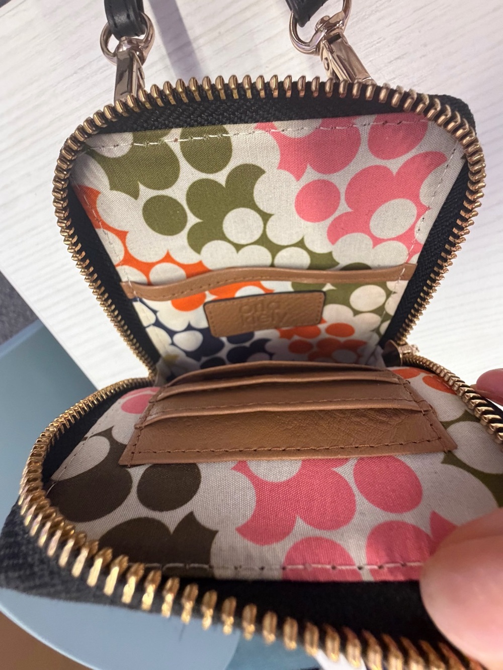 Orla Kiely Leather Phone Crossbody Bag in Tan - Picture 5 of 5